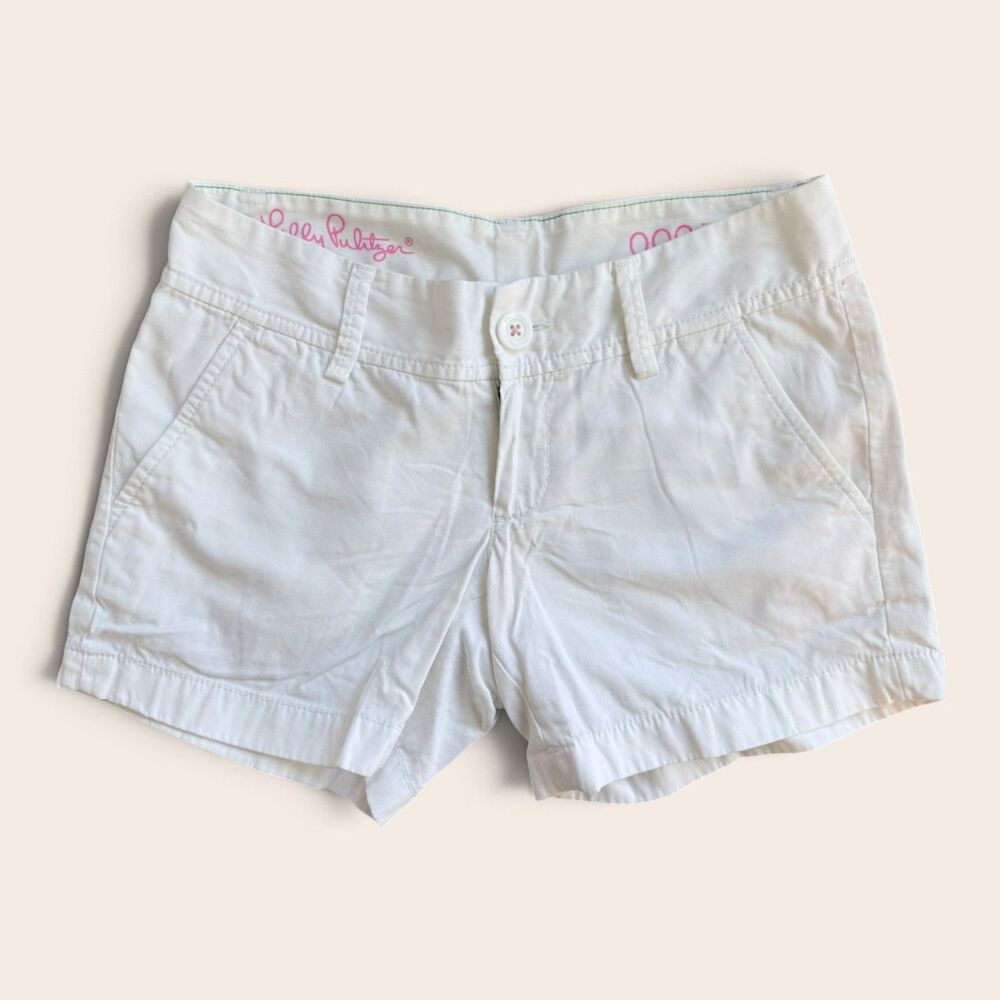 Lilly Pulitzer Callahan Shorts Size 000 White Cotton Preppy Resort